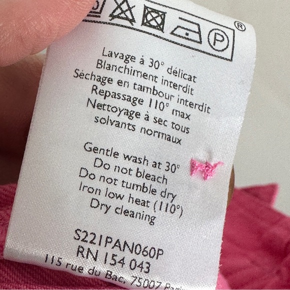 Sezane High Waist Bright Pink Trouser Pants Size 40 French US 8 Denim Belted - Picture 10 of 14